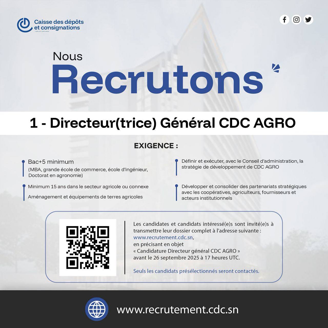 Directeur(trice) Général CDC AGRO